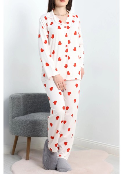 Milan Düğmeli Pijama Takımı Beyazkalpli modelleri