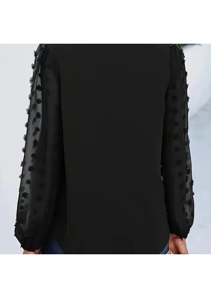 Mdb Kadın Uzun Kollu V Yakalı Kolları Popon Detaylı Sandy Bluz modelleri