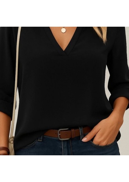Mdb Kadın Uzun Kollu V Yakalı Ithal Krep Bluz fiyatları