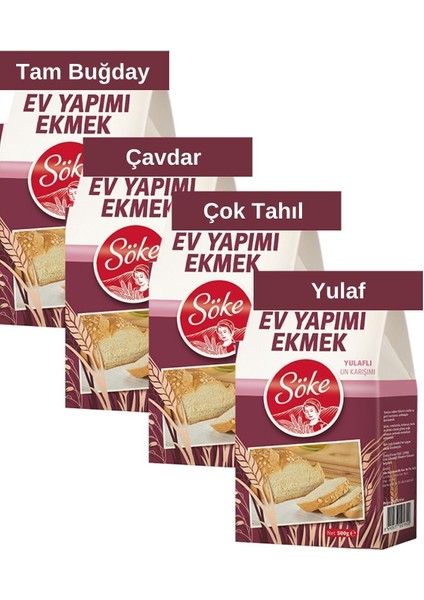 Ev Yapımı Ekmek Tam Buğday Çavdar Yulaf Çok Tahıllı Karışım 4 x 500 G