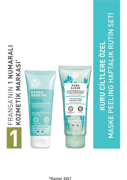 Kuru Ciltlere Özel Ferahlatıcı ve Nemlendirici Canlandırıcı Maske Peeling Haftalık Rutin Seti