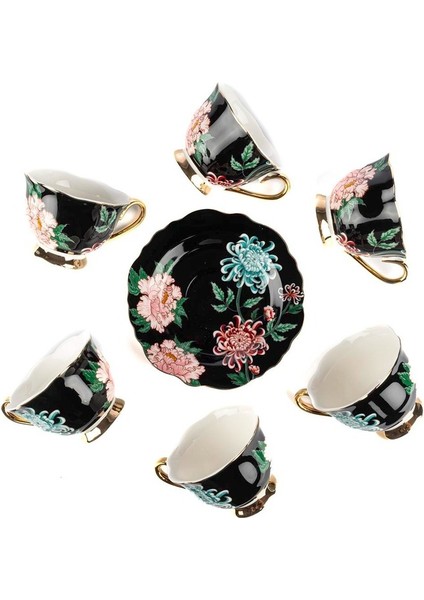 Fleur Siyah 2'li Türk Kahve Fincan Set 90CC Mutfak Dekorasyon 4 Parça fiyatları