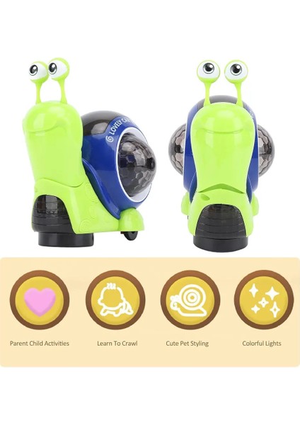 Işıklı Müzikli Yürüyen Salyangoz | Bebek Emekleme Oyuncağı | 9×13,5×13,5 cm Eğitici Oyuncak indirimleri