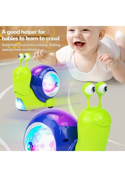 Işıklı Müzikli Yürüyen Salyangoz | Bebek Emekleme Oyuncağı | 9×13,5×13,5 cm Eğitici Oyuncak