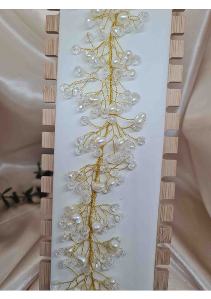 Altın Renk Tel Üzeri Inci ve Kristal Boncuk Işlemeli Gelin Saç Aksesuarı – Düğün & Nişan Saç Tacı / Tokası indirimleri