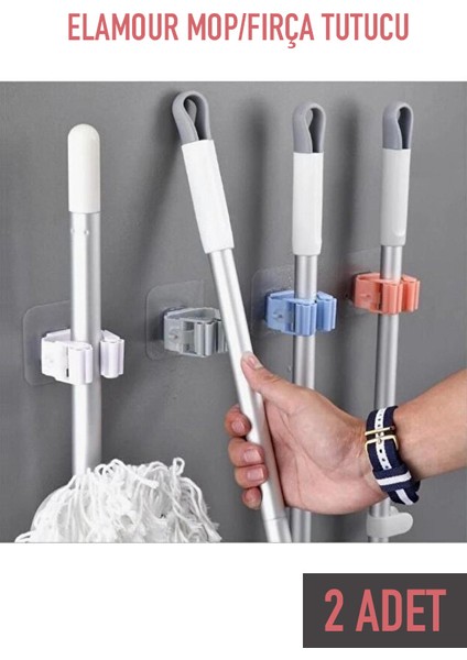 Kendinden Yapışkanlı Pratik Mop Temizlik Fırçası Tutucu Mop Askısı