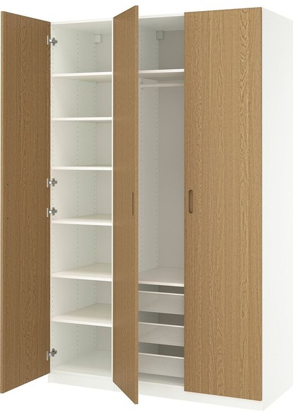 Pax Gardırop, Beyaz-Meşe Kaplama, 150X60X236 cm