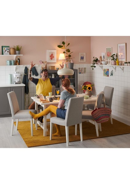 Döşemeli Ahşap Sandalye, Beyaz-Orrsta Açık Gri fiyatları