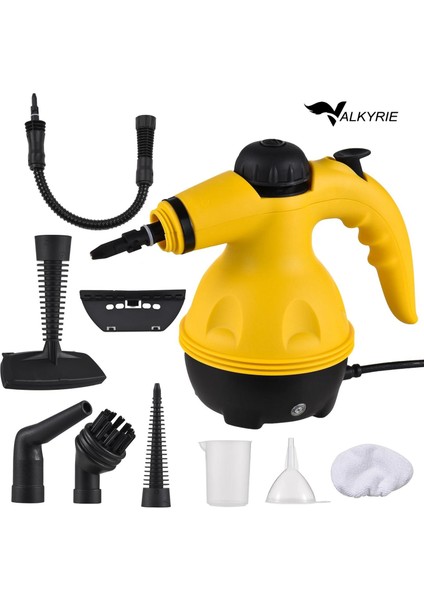 2500W El Tipi Buharlı Temizleyici – 3 Bar Basınç, 360° Döner Başlık, 9 Parça Aparatlı, Çok Amaçlı Kullanım