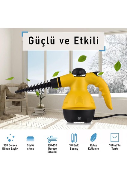 2500W El Tipi Buharlı Temizleyici – 3 Bar Basınç, 360° Döner Başlık, 9 Parça Aparatlı, Çok Amaçlı Kullanım modelleri