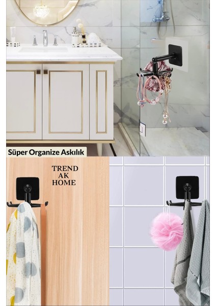 360 Derece Döner Başlıklı Mutfak Banyo Askısı Kaşık Askılığı (Siyah) modelleri