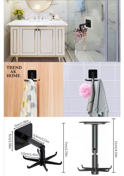 360 Derece Döner Başlıklı Mutfak Banyo Askısı Kaşık Askılığı (Siyah) fırsatları