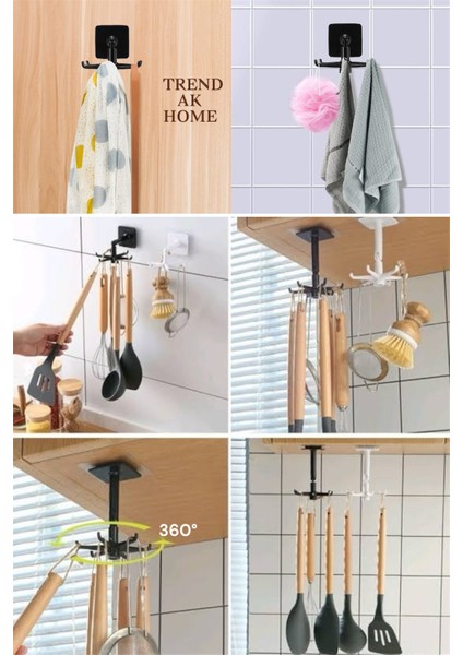 360 Derece Döner Başlıklı Mutfak Banyo Askısı Kaşık Askılığı (Siyah) indirimleri