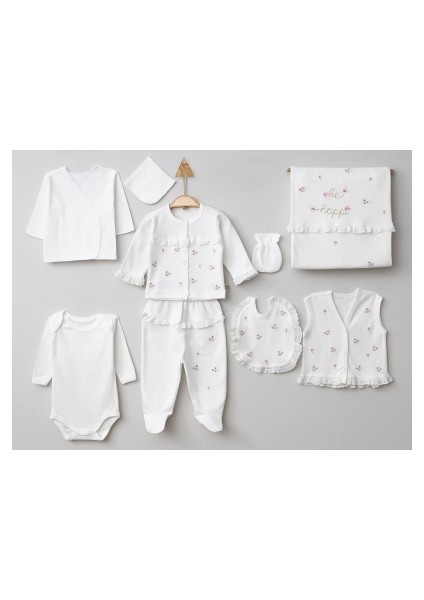 Çiçek Desenli 10LU Kız Hastane Çıkışı Zıbın Set