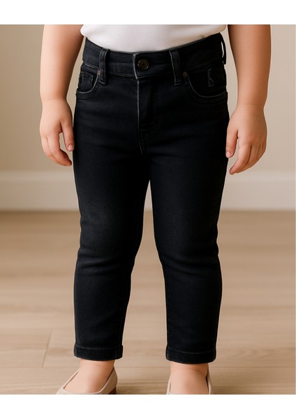 Kız Çocuk Likralı Füme Kot Pantolon