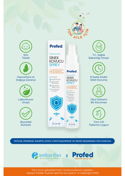 Profed Doğal Sinek, Kene ve Bit Kovucu Sprey - Türkiye'nin En Iyi Biyosidal Ruhsatlı Ürünü 2 Adet fırsatları