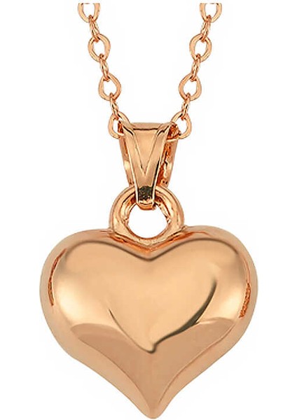 925 Ayar Gümüş Rose Küçük 3 Boyutlu Kalp Kadın Kolye T7816