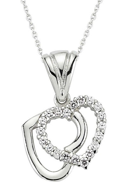 925 Ayar Gümüş Çift Kalpli Kadın Gümüş Kolye PND47138289