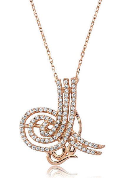 925 Ayar Gümüş Tuğralı Kadın Gümüş Kolye PT2610011