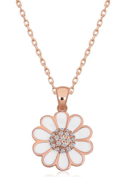 925 Ayar Gümüş Papatya Kadın Gümüş Kolye T6641