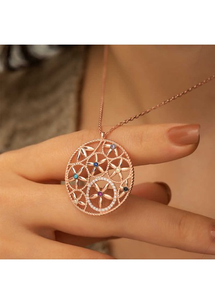 ​​​925 Ayar Gümüş Yaşam Çiçeği Kadın Gümüş Kolye T4597 modelleri