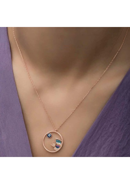 925 Ayar Gümüş Nazarlı El ve Ayak Izi Kadın Gümüş Kolye PT26109159 modelleri