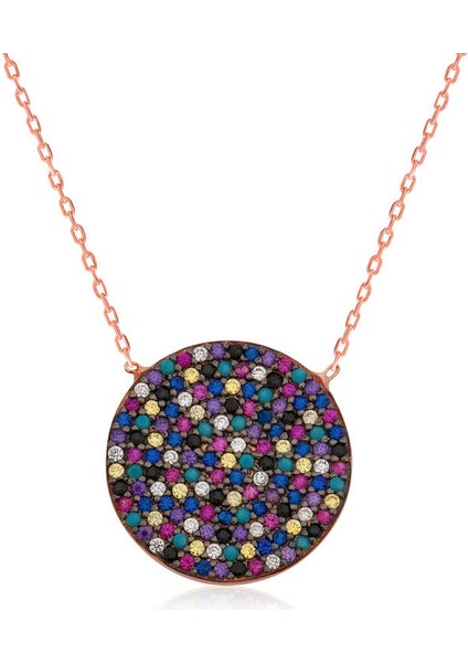 925 Ayar Gümüş Renkli Taşlı Kadın Gümüş Kolye PT2610645