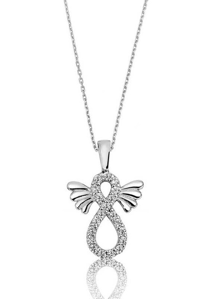 925 Ayar Gümüş Kanatlı Sonsuzluk Kadın Gümüş Kolye PT2610355