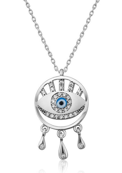 925 Ayar Gümüş Nazarlı Göz Kadın Gümüş Kolye T4586