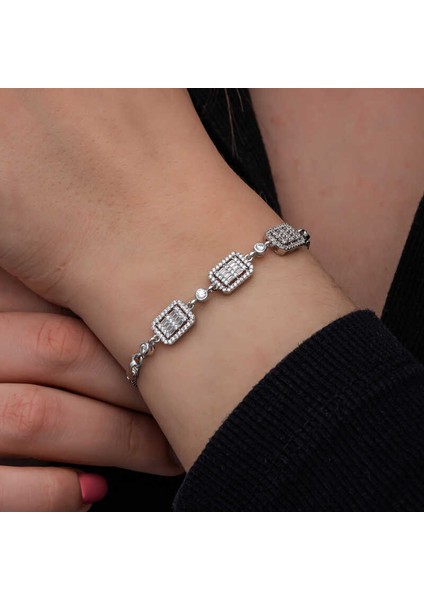 925 Ayar ​gümüş Baget Taşlı Kadın Bileklik T8569 fiyatları