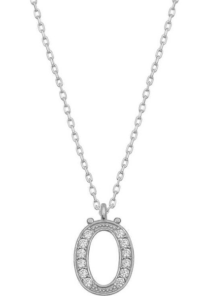 925 Ayar Gümüş Rodyum Kaplama Ö Harfi Kadın Gümüş Kolye T6693