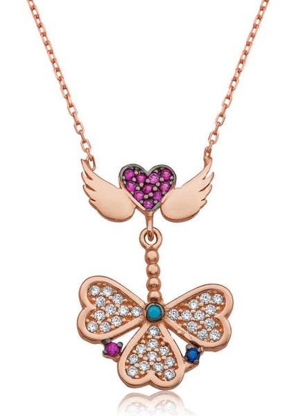 925 Ayar Gümüş Melek Kanatlı Yonca Kadın Gümüş Kolye PT2610873