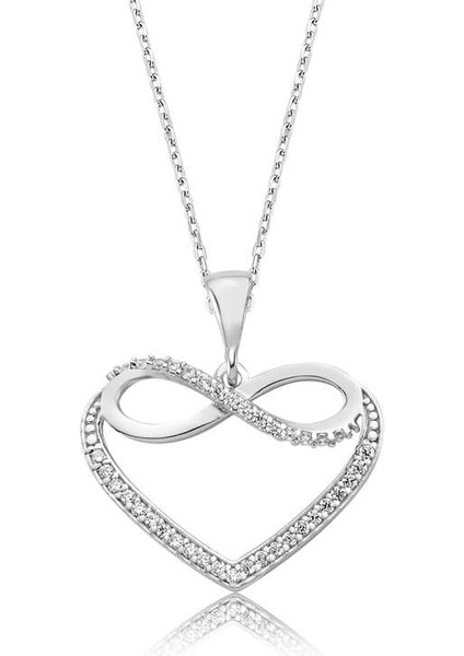 925 Ayar Gümüş Kalpli Sonsuzluk Kadın Gümüş Kolye PT2610279