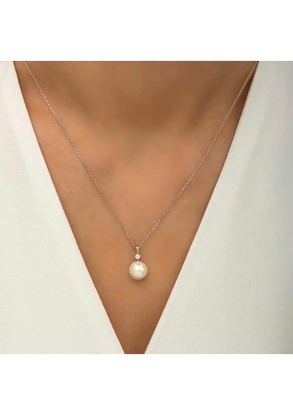 925 Ayar Gümüş Yuvarlak Inci Kadın Gümüş Kolye T5970 fiyatları