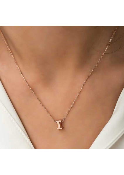 925 Ayar Gümüş Rose 3 Boyutlu I Harf Kadın Gümüş Kolye T5922 fiyatları
