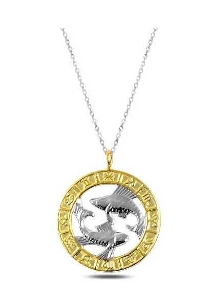 925 Ayar Gümüş Gold Balık Burcu Gümüş Kolye T4933