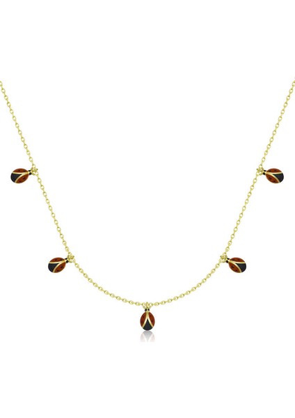 925 Ayar Gümüş Uğur Böceği Şans Kadın Gümüş Kolye T6567