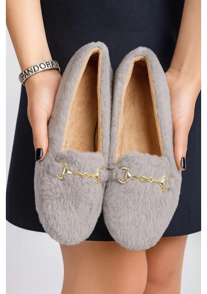 Kadın Zincirli Peluş Ev Terliği Ev Babeti Ev Ayakkabısı Bohça Çeyiz