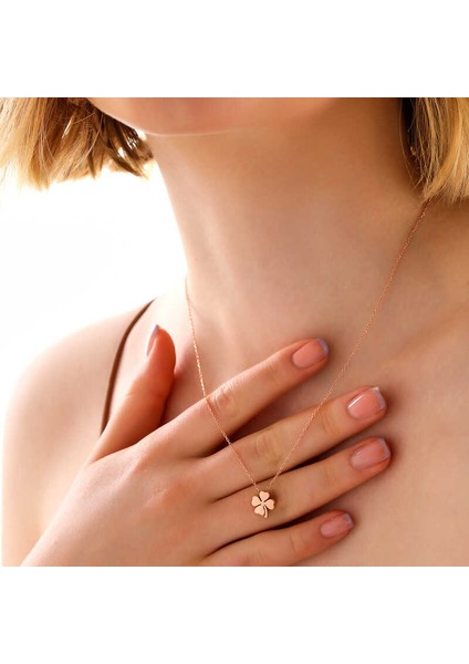 925 Ayar Gümüş Rose Dört Yapraklı Yonca Kadın Kolye T8012 fiyatları