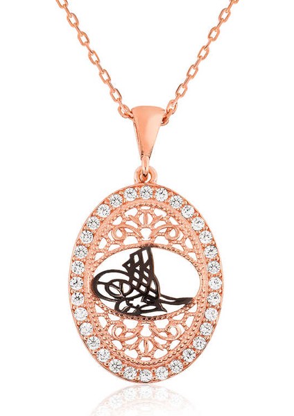 925 Ayar Gümüş Osmanlı Tuğralı Kadın Gümüş Kolye PT2610602