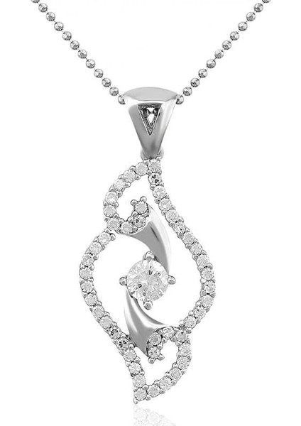 925 Ayar Gümüş Beyaz Taşlı Kadın Gümüş Kolye PND47138268