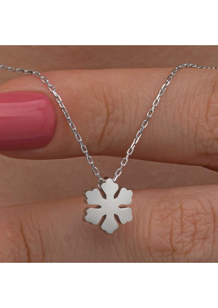 925 Ayar Gümüş Minimal Kar Tanesi Kadın Kolye T8656