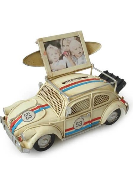 Dekoratif Metal Araba Çerçeveli ve Kumbaralı Vosvos Hediyelik (1385SS)