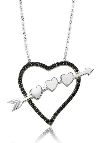 925 Ayar Gümüş Oklu Kalp Kadın Gümüş Kolye PT2610296