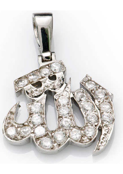 925 Ayar Gümüş Allah Yazılı Kadın Gümüş Kolye PND47066050