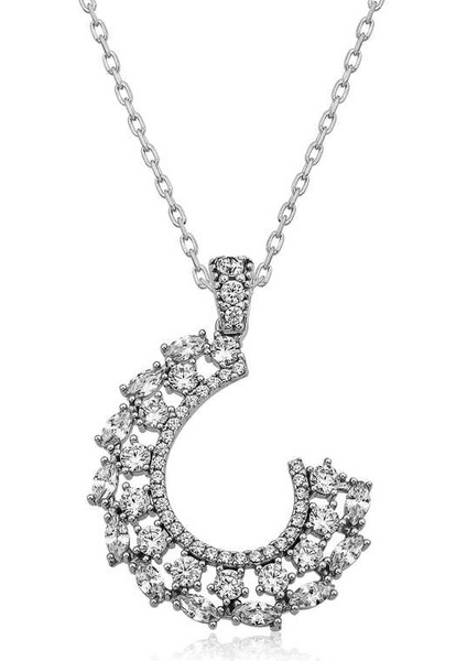 925 Ayar Gümüş Markiz Taşlı Kadın Gümüş Kolye T5577