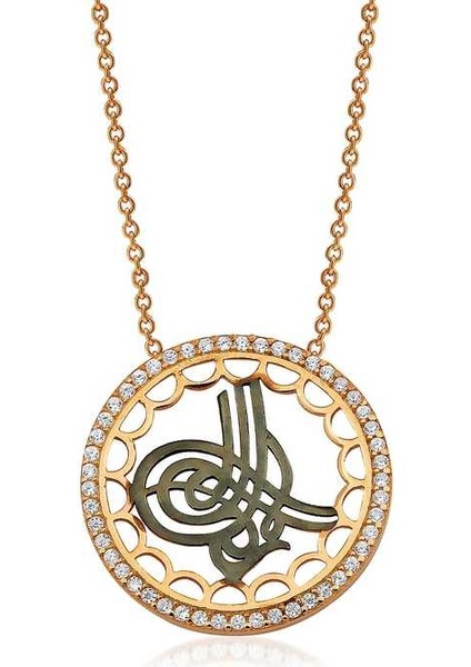 925 Ayar Gümüş Tuğralı Kadın Gümüş Kolye PT2610172