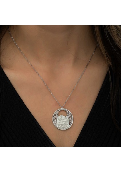 925 Ayar Gümüş Yaşam Çiçeği Kadın Gümüş Kolye T4599 fiyatları