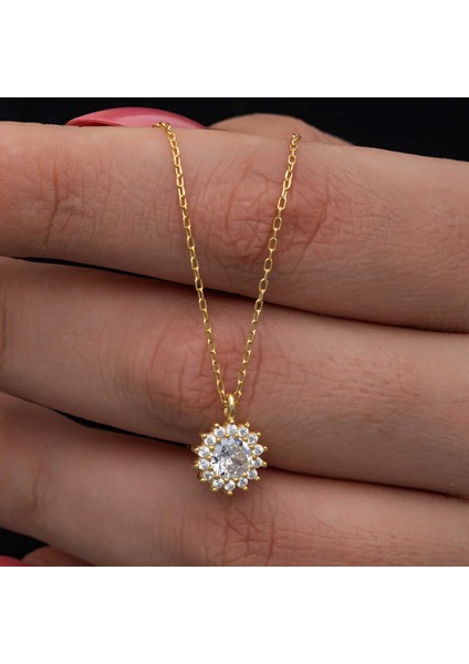 925 Ayar Gümüş Gold Minimal Yuvarlak Anturaj Kadın Kolye T8572 fiyatları