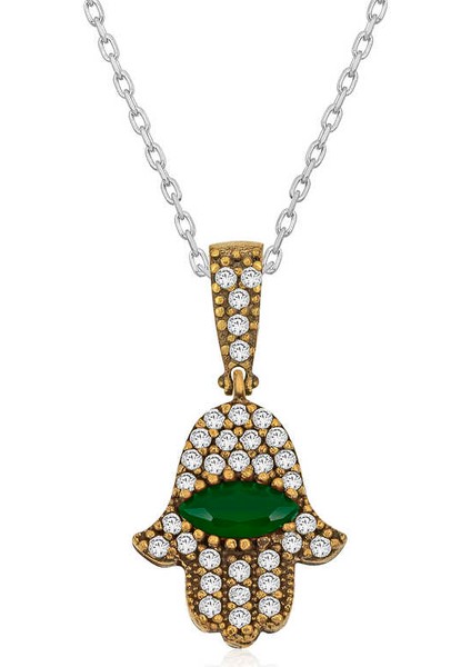 925 Ayar Gümüş Fatma Eli Otantik Bayan Gümüş Kolye T5963